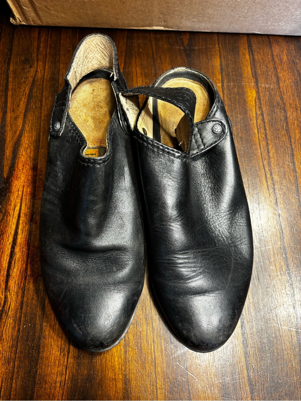 Men's Black Leather Slip-On Clogs
